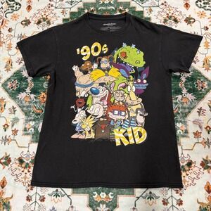 Nickelodeon 90s Nicktoons T-Shirt‎ Black Graphic Tee Cartoon Men's